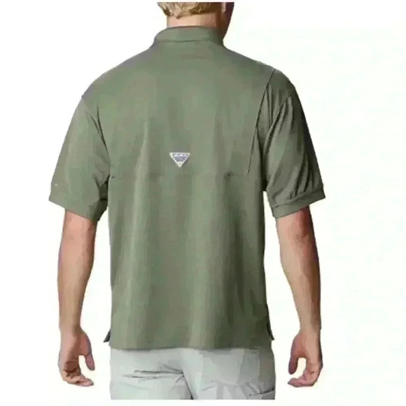 Columbia PFG Shirt Mens Large Short Sleeve Polo Vented Green Outdoor Fishing - Picture 2 of 13